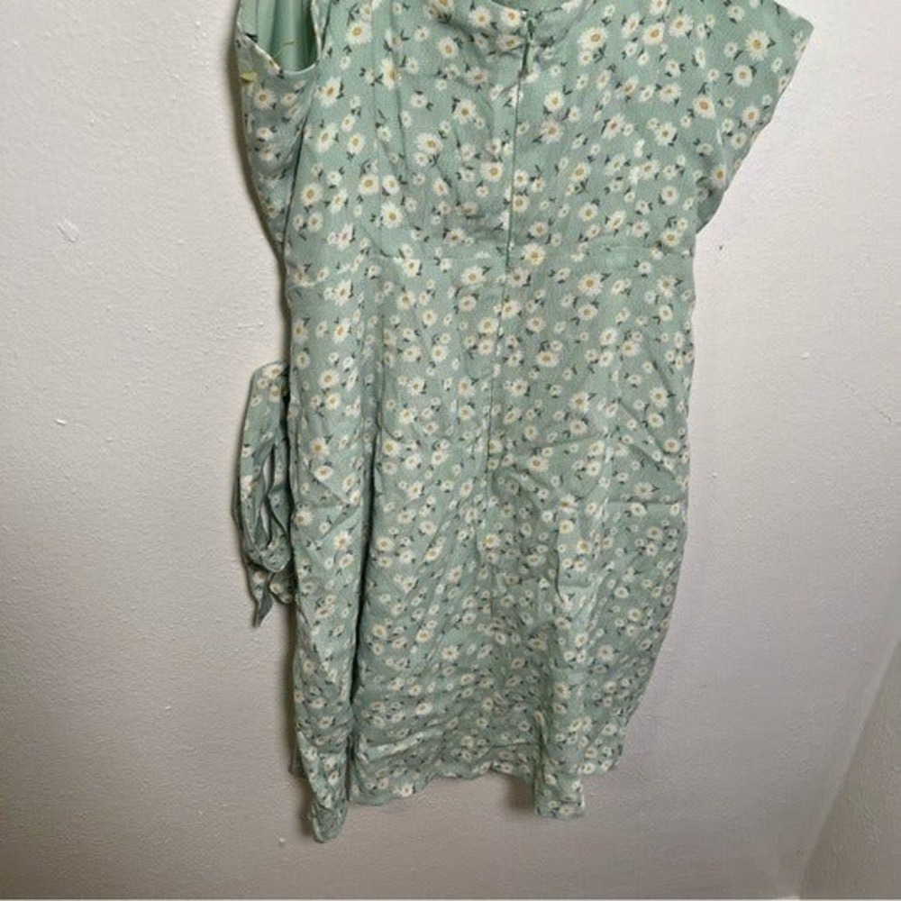 Forever 21 Mini Dress Faux Wrap Light Green Floral - Picture 9 of 11